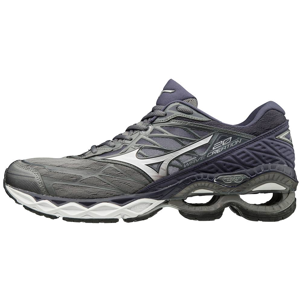 Panske Bezecke Topanky Mizuno Wave Creation 20 Siva/Strieborne Vypredaj FHWQ23918